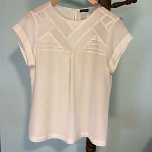 J. Crew- White, Flowy, Cap-Sleeved Blouse